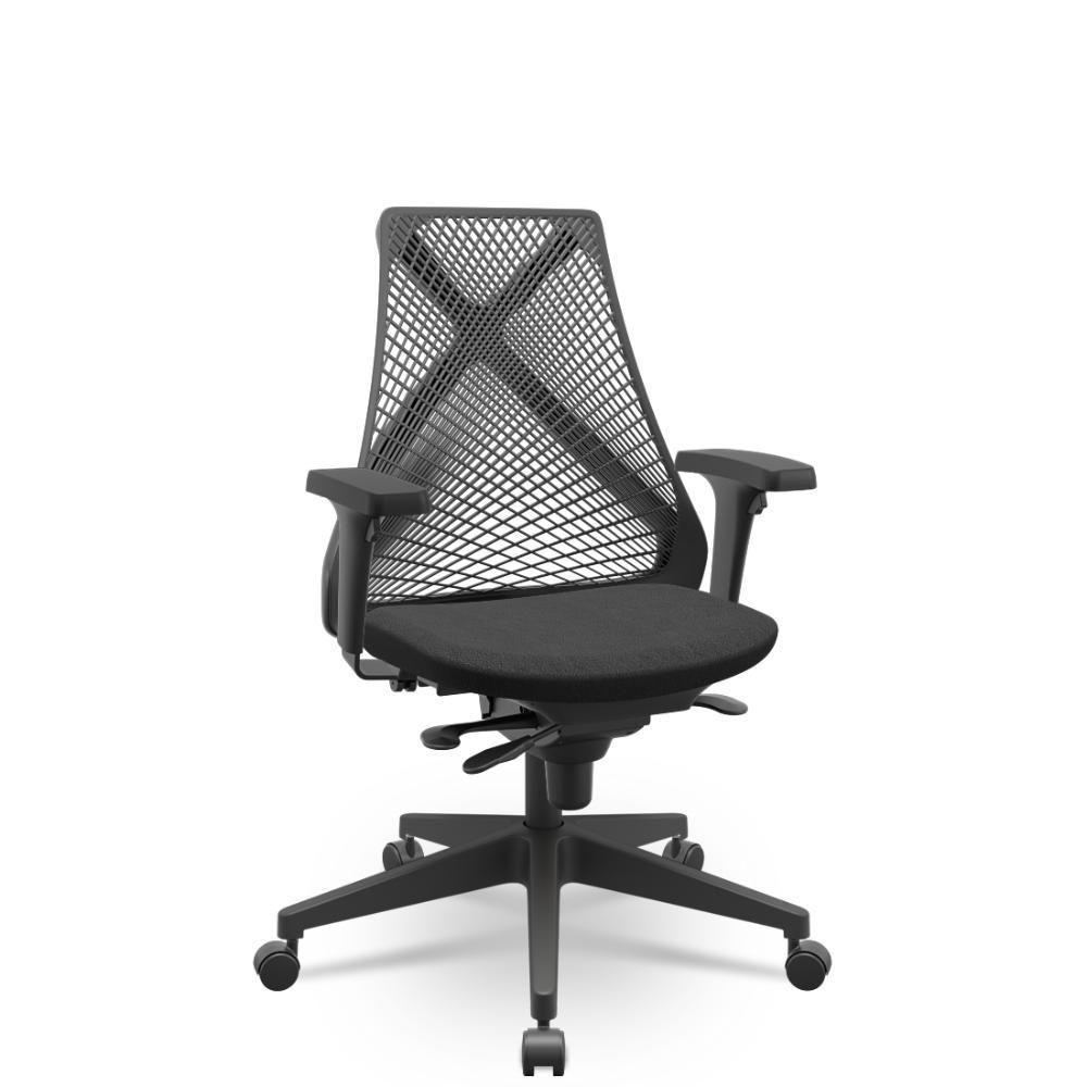 Cadeira Bix X+ Poliester Preto Slider Piramidal - 1