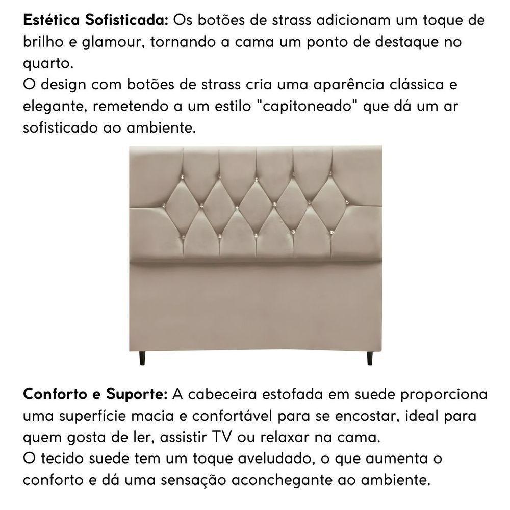 Cabeceira Cama Box Estofada Queen Size 160 Cm Suede Madri Bege - 4