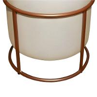 Puff Redondo Decorativo Para Sala Argola Grécia Bege Base Pés Bronze - 6