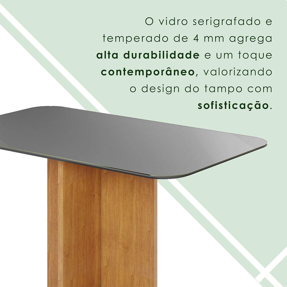 Mesa Robusta Candian 120x80 Vidro Canto Copo Jcm Movelaria Cinamomo Com Grafite - 2
