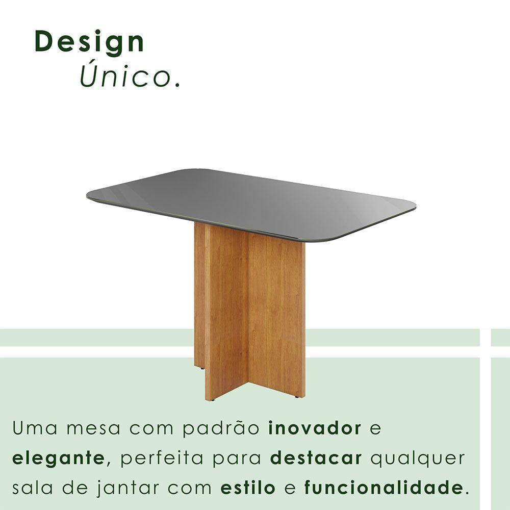 Mesa Robusta Candian 120x80 Vidro Canto Copo Jcm Movelaria Cinamomo Com Grafite - 8