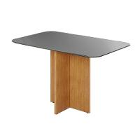 Mesa Robusta Candian 120x80 Vidro Canto Copo Jcm Movelaria Cinamomo Com Grafite