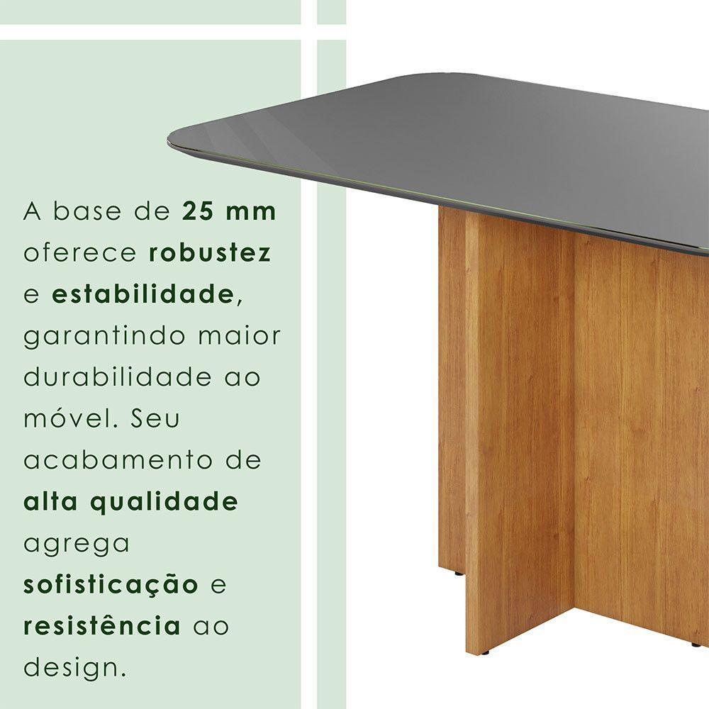 Mesa Robusta Candian 160x80 Vidro Canto Copo Jcm Movelaria Cinamomo Com Grafite - 2