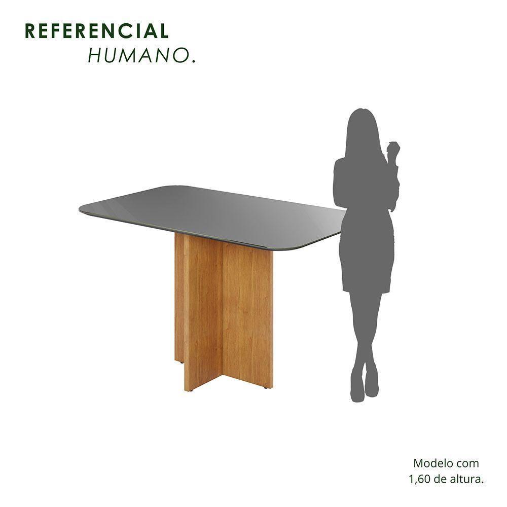 Mesa Robusta Candian 160x80 Vidro Canto Copo Jcm Movelaria Cinamomo Com Grafite - 8