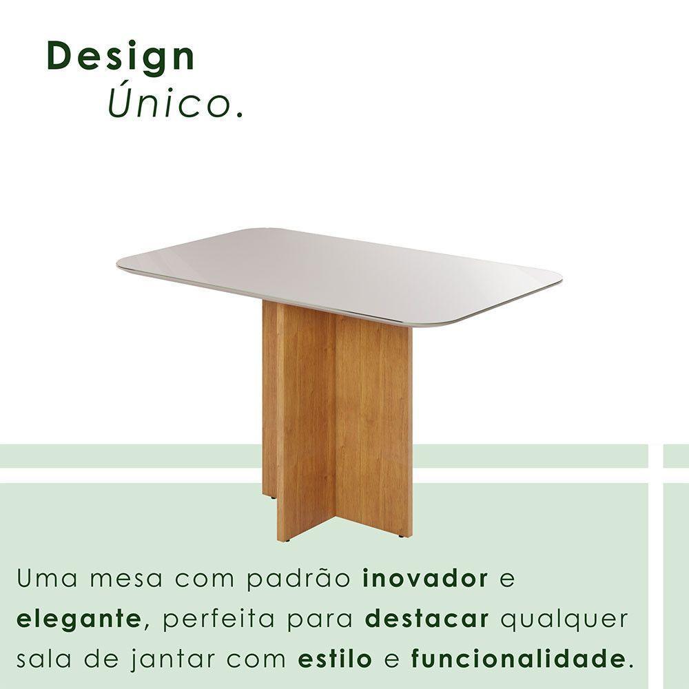 Mesa Robusta Candian 120x80 Vidro Canto Copo Jcm Movelaria Cinamomo Com Off White - 5