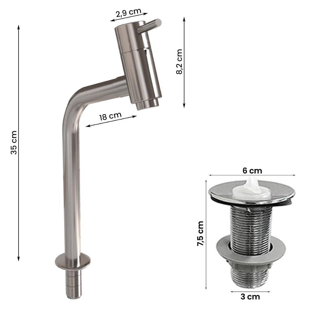 Kit Cuba De Apoio Lume Com Válvula Abs E Torneira Dl08 - 4