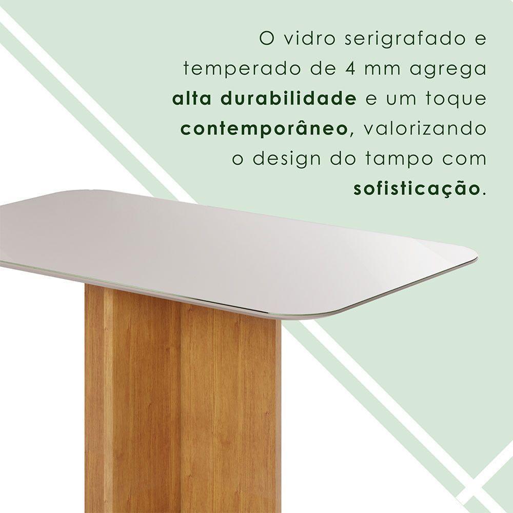Mesa Robusta Candian 160x80 Vidro Canto Copo Jcm Movelaria Cinamomo Com Off White - 7