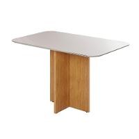 Mesa Robusta Candian 160x80 Vidro Canto Copo Jcm Movelaria Cinamomo Com Off White - 2