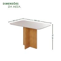 Mesa Robusta Candian 160x80 Vidro Canto Copo Jcm Movelaria Cinamomo Com Off White - 3