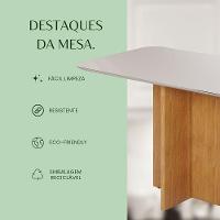 Mesa Robusta Candian 160x80 Vidro Canto Copo Jcm Movelaria Cinamomo Com Off White - 8