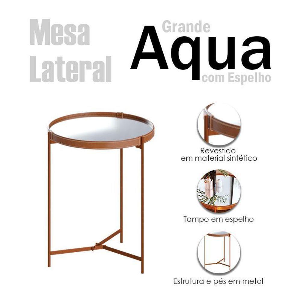 Mesa Lateral Ambiente Aqua Grande Com Espelho Cobre - Imcal - 4