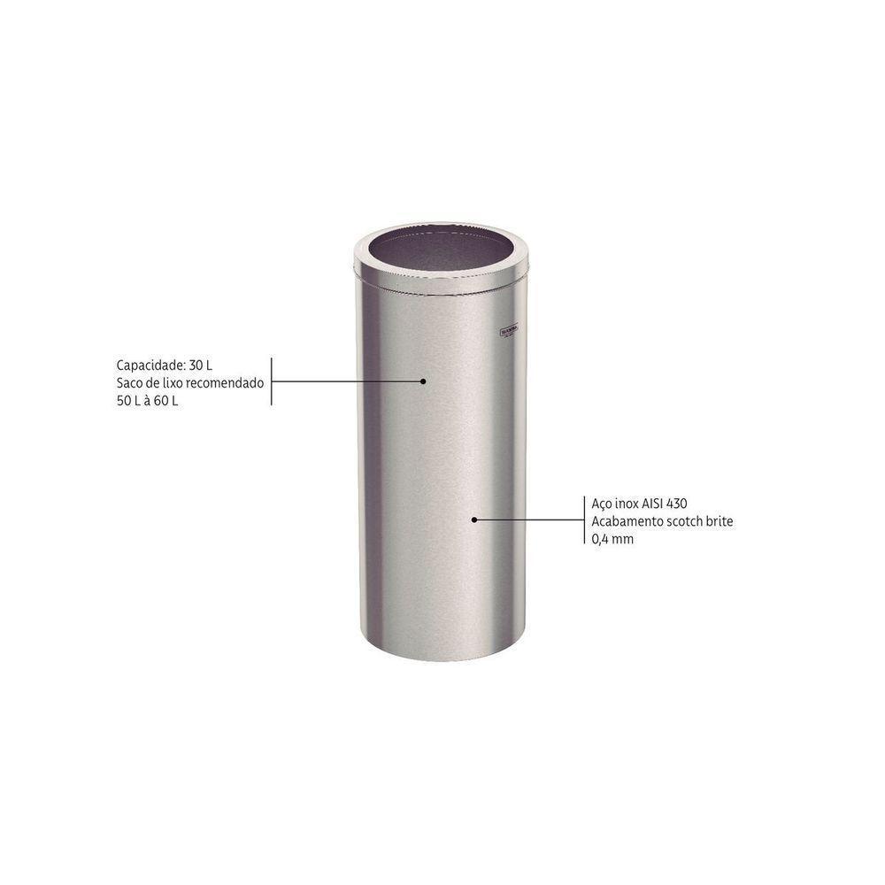 Lixeira Inox Tramontina Siena 30 L Com Acabamento Scotch Brite - 2
