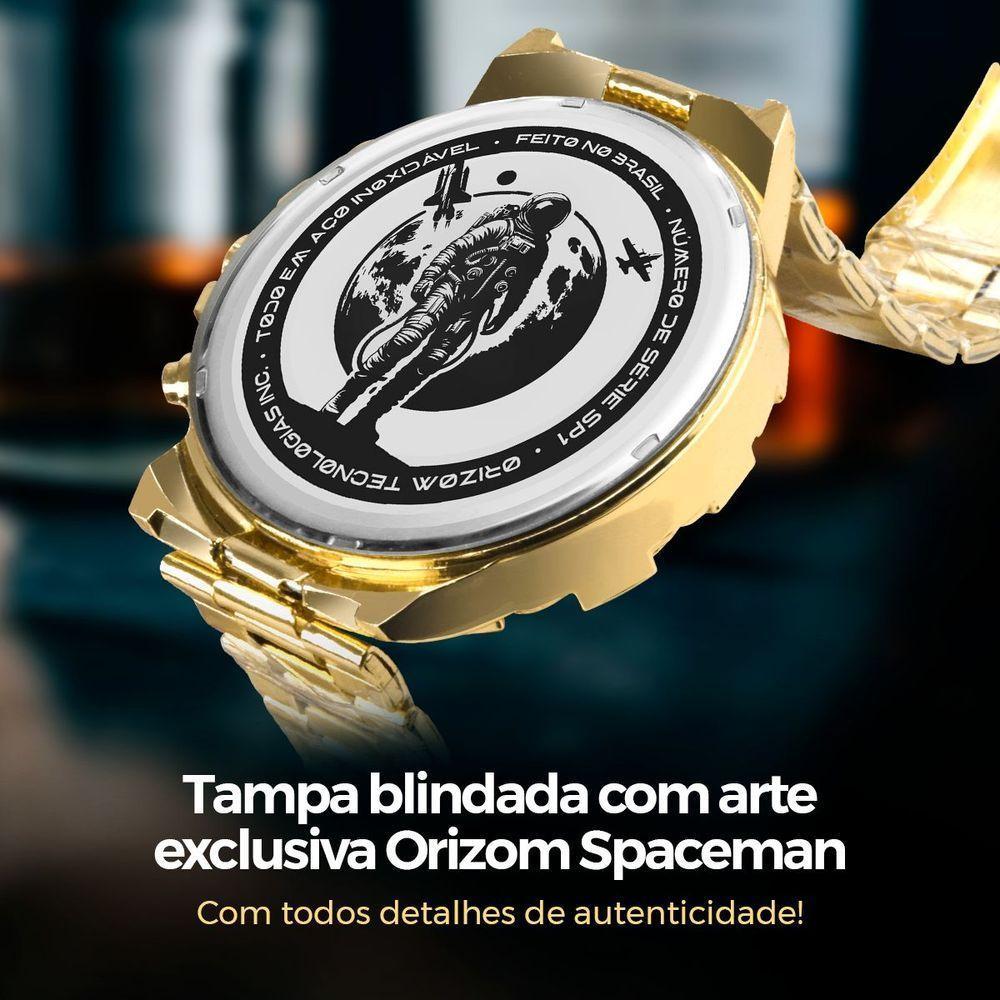 Relogio Masculino Dourado + Caixa Pulseira + Cordao Grumet - 5