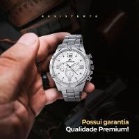 Relogio Masculino Prata Aço Inoxidável + Cordao + Oculos Sol - 6