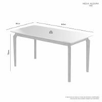 Conjunto Mesa De Jantar Alegra Off White 1,60m Com 6 Cadeiras Jade 03 Linho Cinza - 6