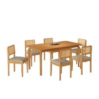 Conjunto Mesa De Jantar Alegra Laminado 1,60m Com 6 Cadeiras Jade 03 Linho Cinza - 1