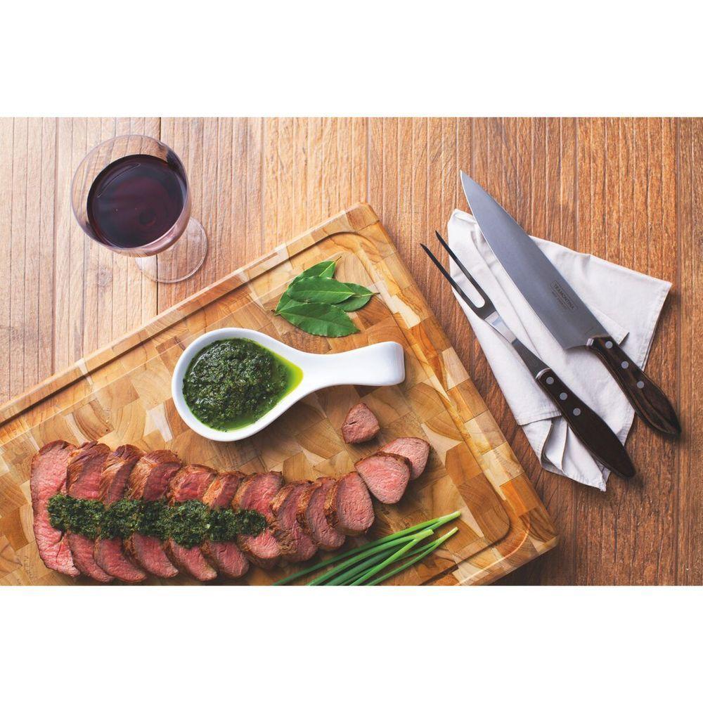 Tábua Para Churrasco Tramontina Em Madeira Teca Envernizado 50 X 38 Cm - 3