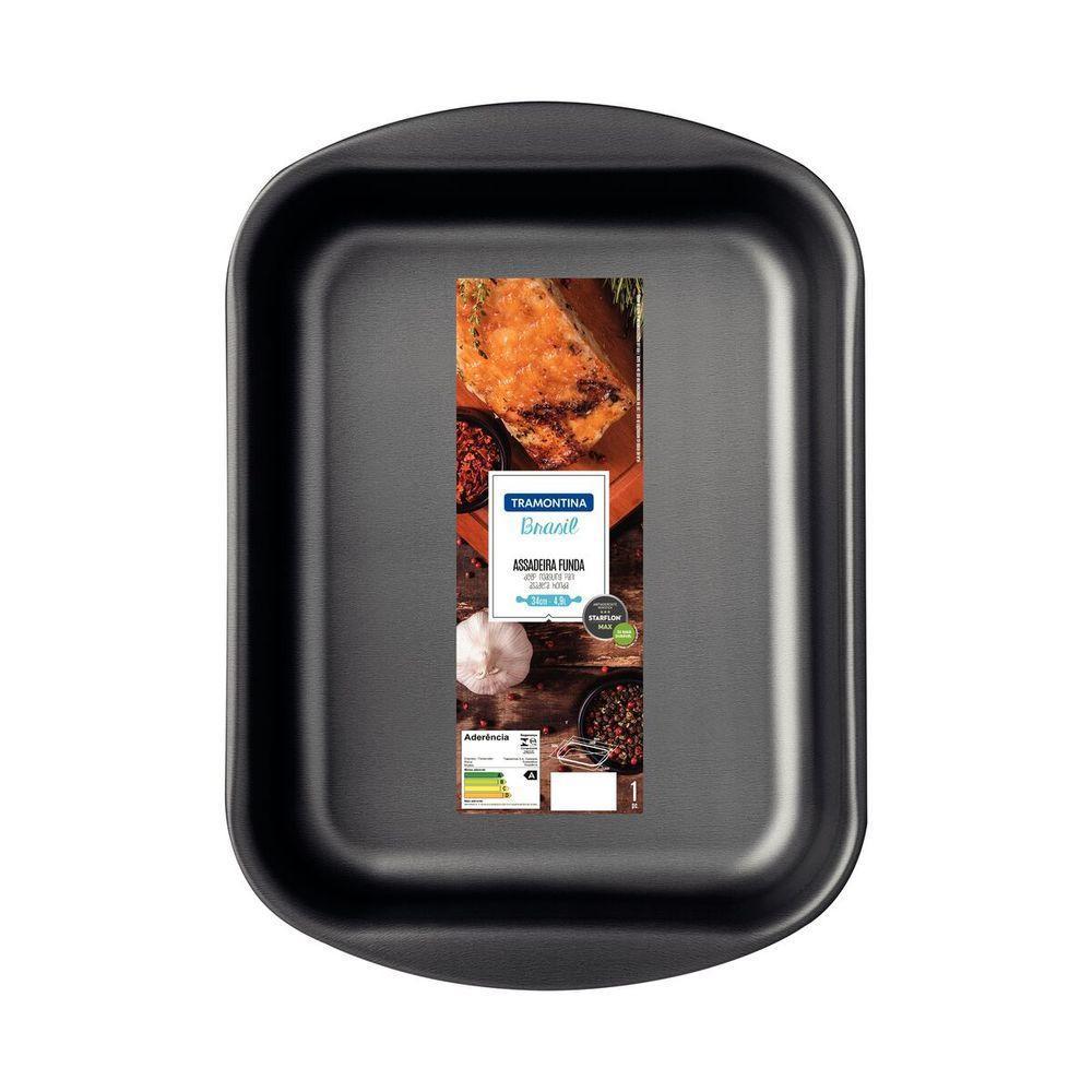 Assadeira Funda Tramontina Brasil Em Alumínio Antiaderente Starflon Max Grafite 34 Cm 4,9 L - 4