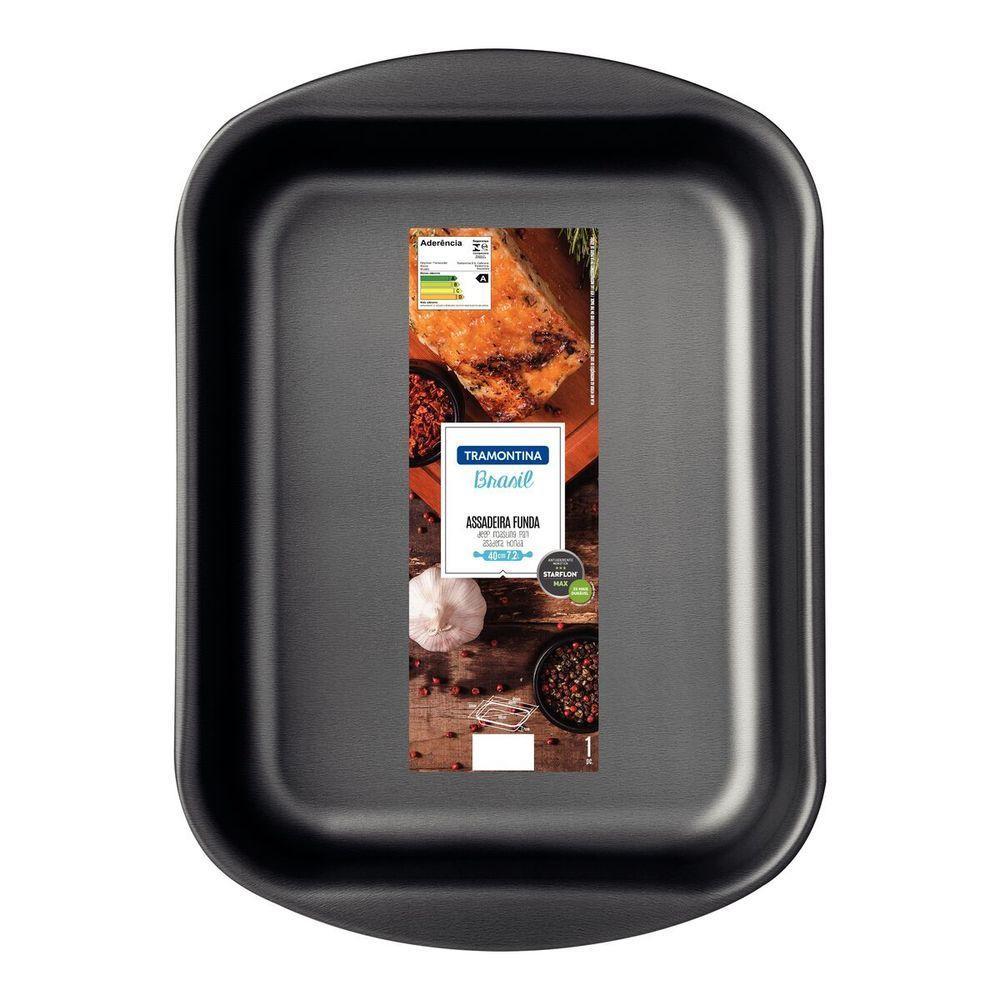 Assadeira Funda Tramontina Brasil Grafite Em Alumínio 40 Cm 7,2 L - 3