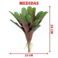 Kit 4 Pçs Bromélia Plantas Artificiais Verde 20 Folhas 34cm - 2