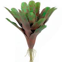 Kit 4 Pçs Bromélia Plantas Artificiais Verde 20 Folhas 34cm