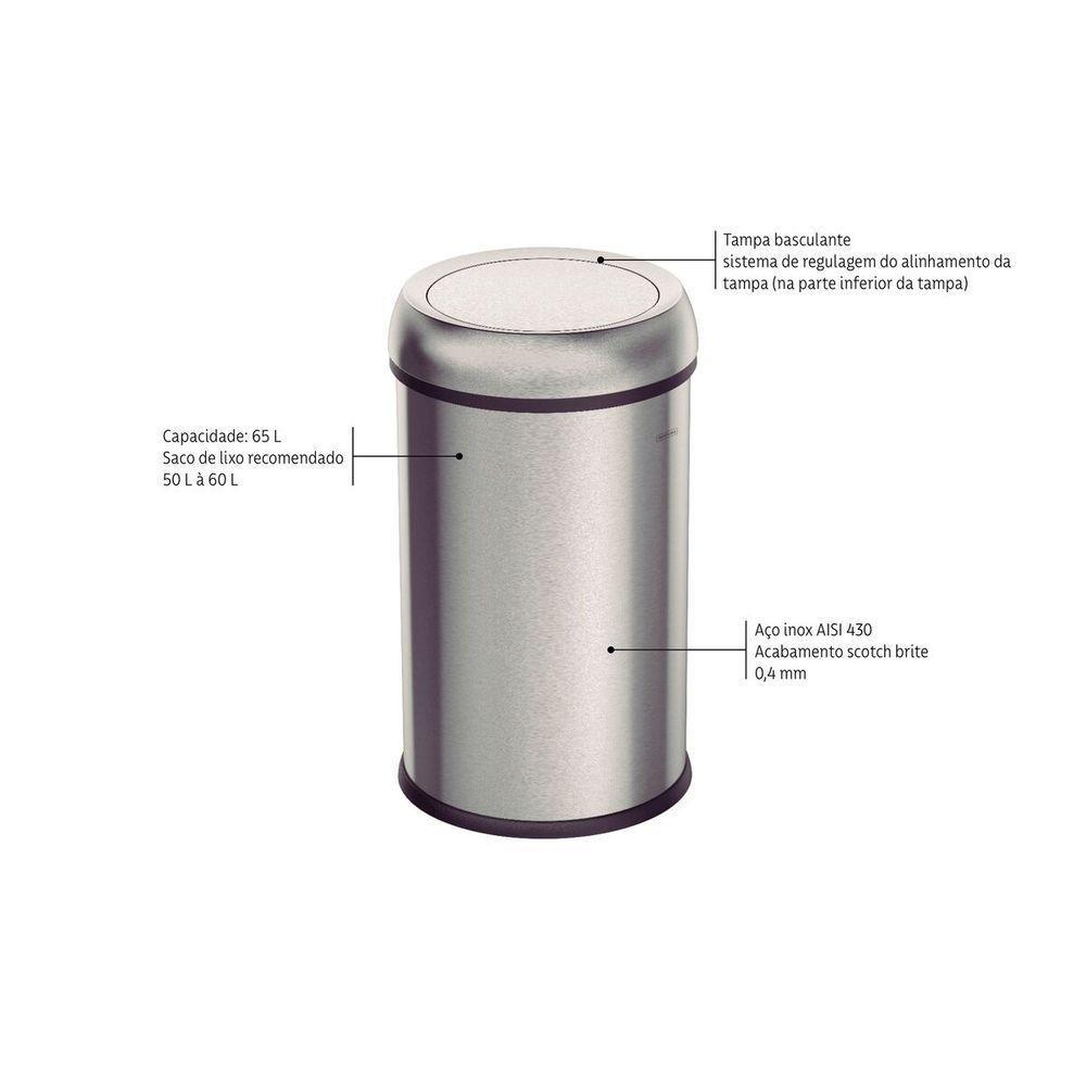 Lixeira Tramontina Friuli 65l Em Aço Inox - 3