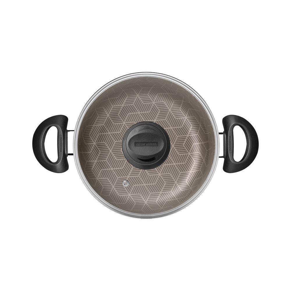 Caçarola Tramontina Paris Em Alumínio Antiaderente Vermelho Com Tampa De Vidro Tamanho Em Centímetros:18cm - 2