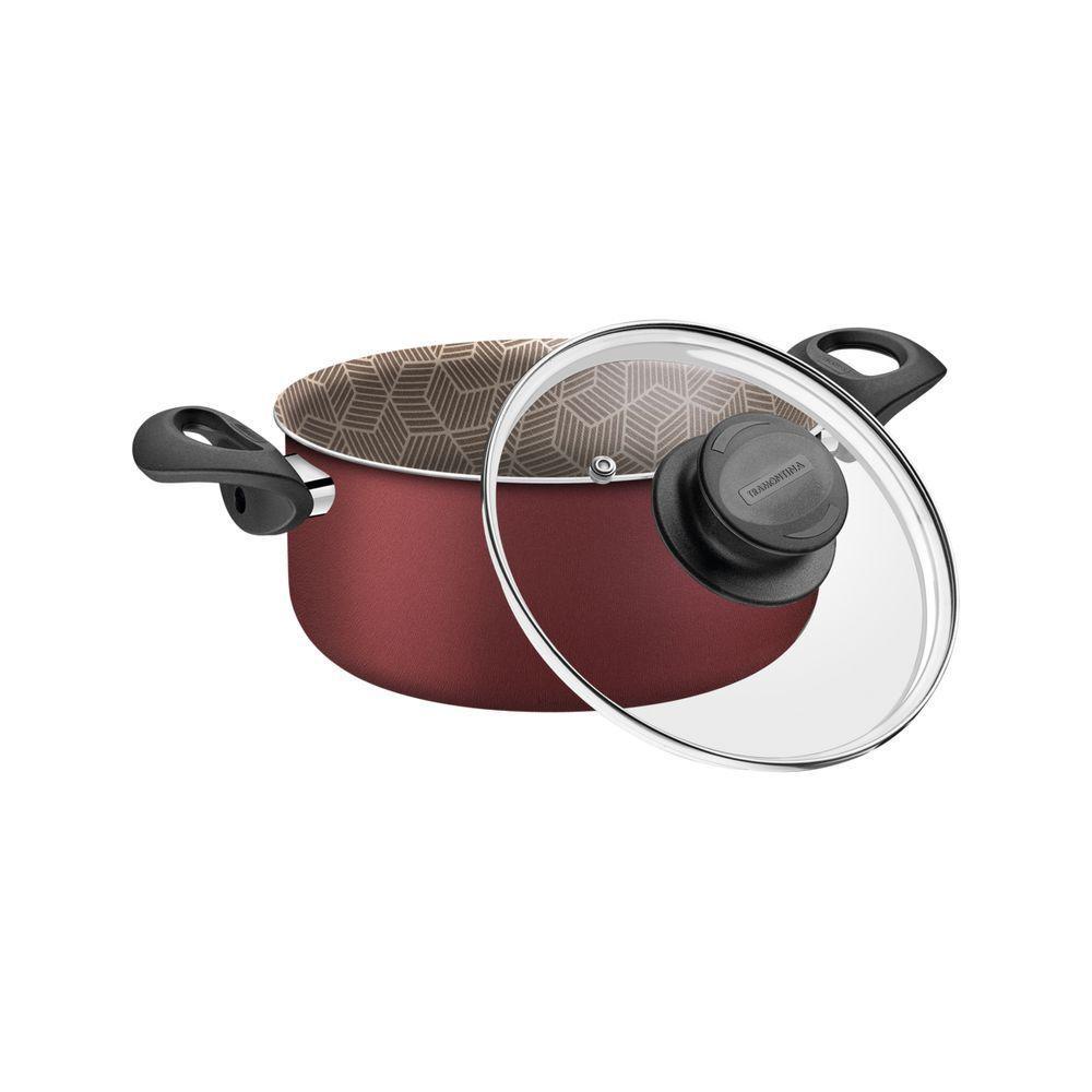 Caçarola Tramontina Paris Em Alumínio Antiaderente Vermelho Com Tampa De Vidro Tamanho Em Centímetros:18cm - 3