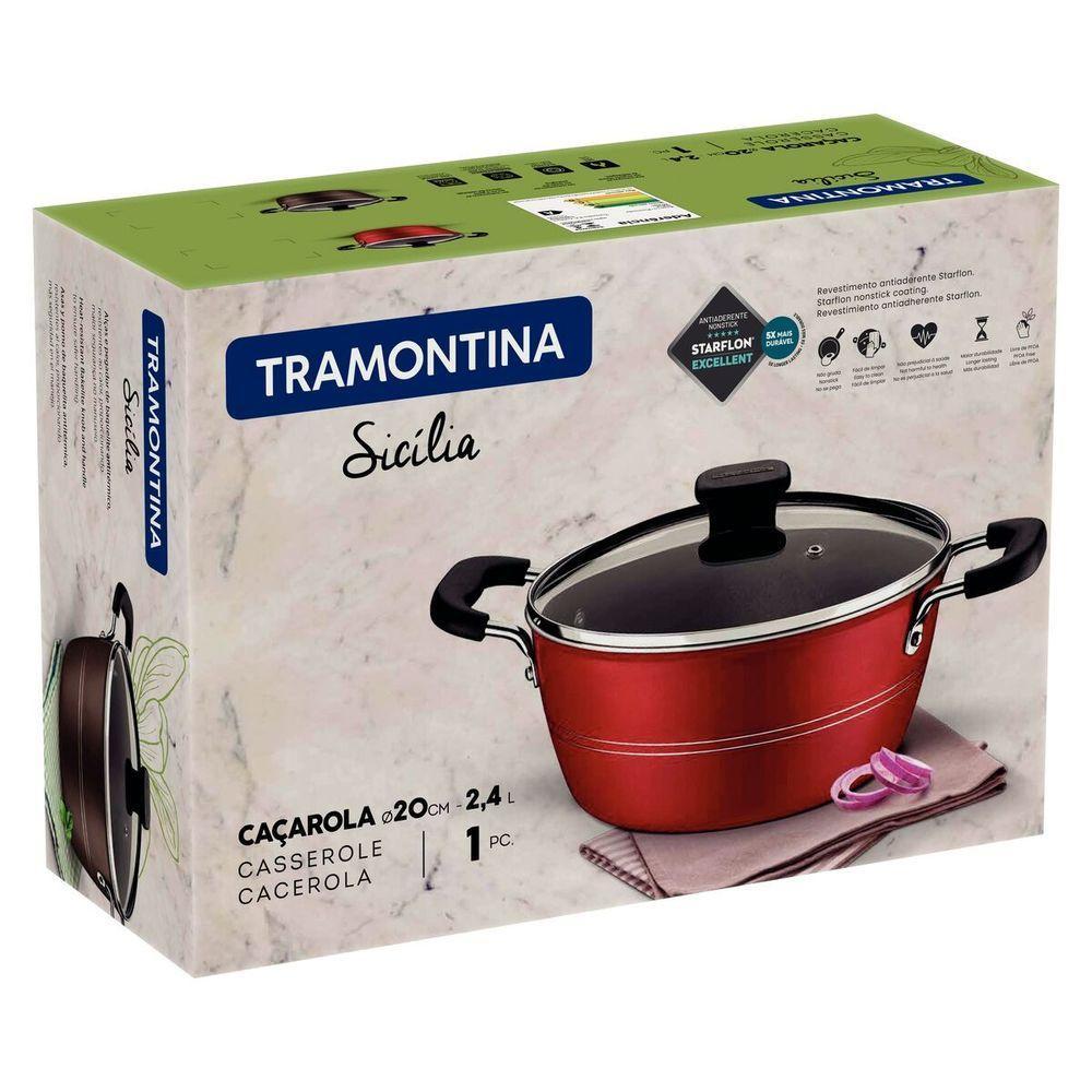 Caçarola Tramontina Sicília Antiaderente Vermelho 20 Cm 2,4 L - 3