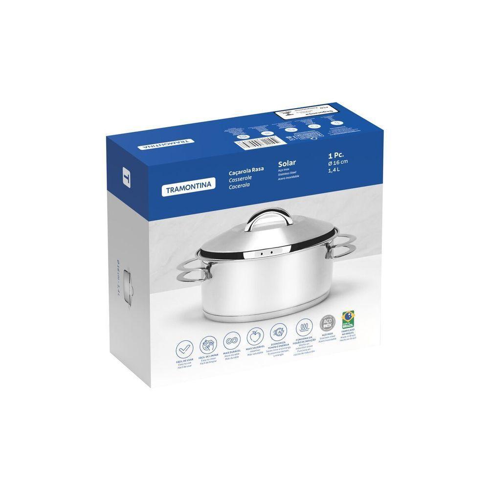 Caçarola Tramontina Rasa Solar Em Aço Inox Com Tampa 16 Cm 1,4 L - 4