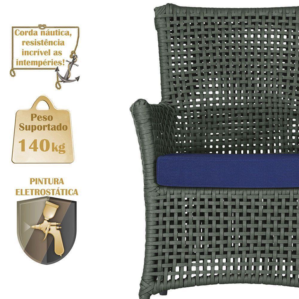 4 Poltronas Igapó Alumínio Pintura Preta Corda Náutica E10 Verde - 5