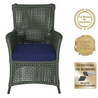 4 Poltronas Igapó Alumínio Pintura Preta Corda Náutica E10 Verde