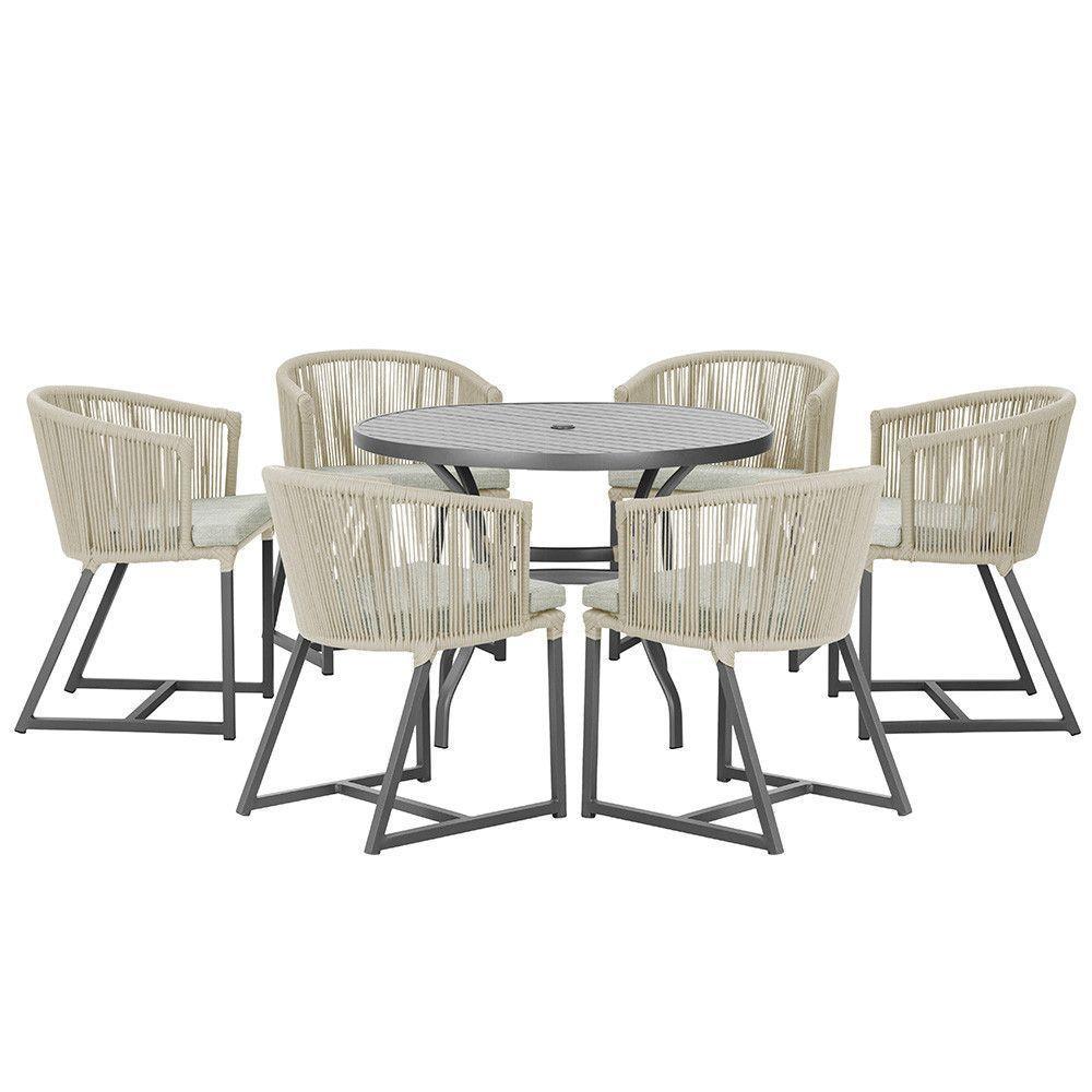 Mesa E 6 Cadeiras E Noronha Preto E3 Trama Original Rami - 1