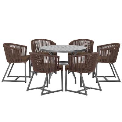 Mesa E 6 Cadeiras E Noronha Preto E9 Trama Original Marrom