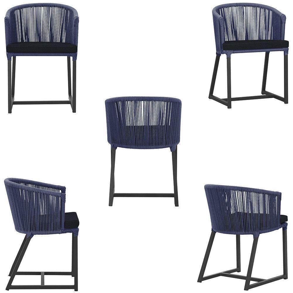 Mesa E 6 Cadeiras E Noronha Preto E12 Trama Original Azul - 5