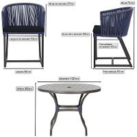 Mesa E 6 Cadeiras E Noronha Preto E12 Trama Original Azul - 2