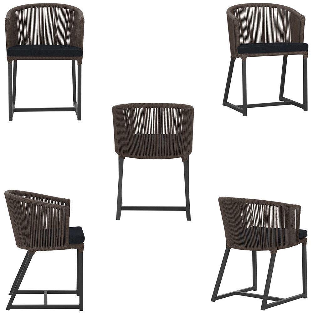 Mesa E 6 Cadeiras E Noronha Preto E12 Trama Original Marrom - 5