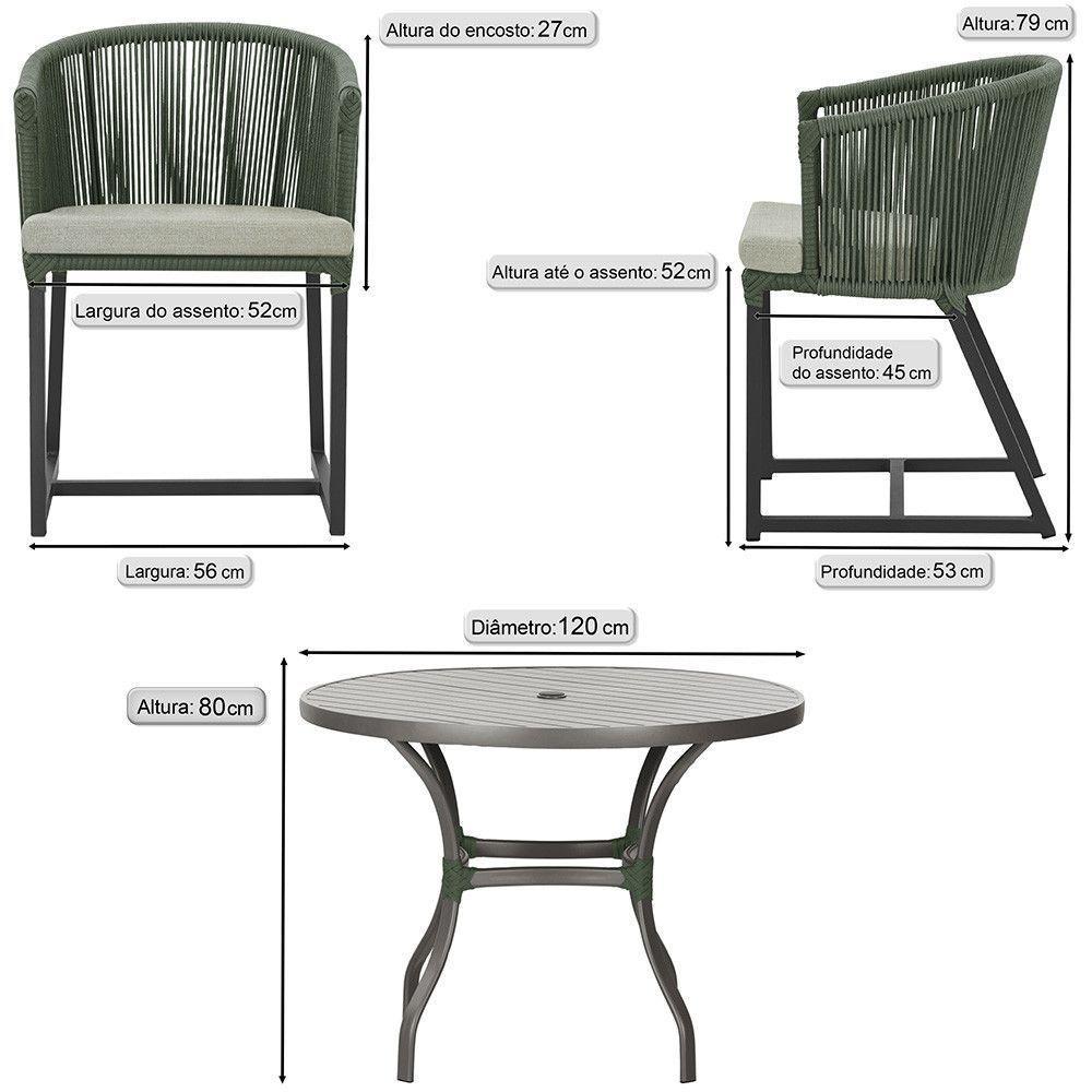 Mesa E 6 Cadeiras E Noronha Preto E3 Trama Original Verde - 2