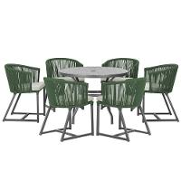 Mesa E 6 Cadeiras E Noronha Preto E3 Trama Original Verde - 1