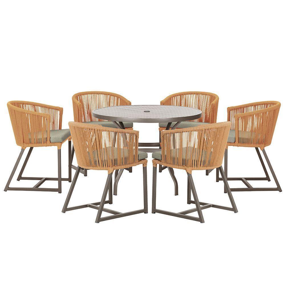 Mesa E 6 Cadeiras E Noronha Marrom E8 Trama Original Terra Cota - 1