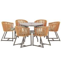 Mesa E 6 Cadeiras E Noronha Marrom E8 Trama Original Terra Cota - 1