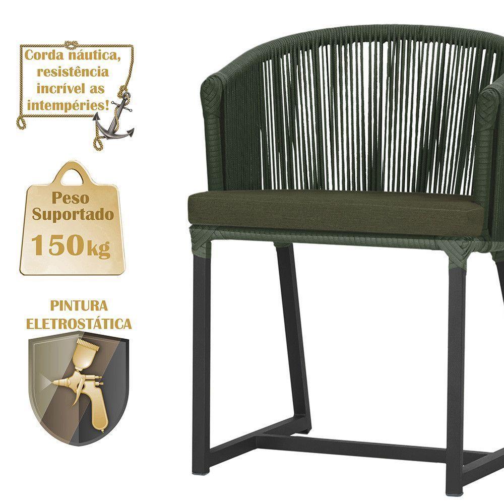 Mesa E 6 Cadeiras E Noronha Preto E13 Trama Original Verde - 4