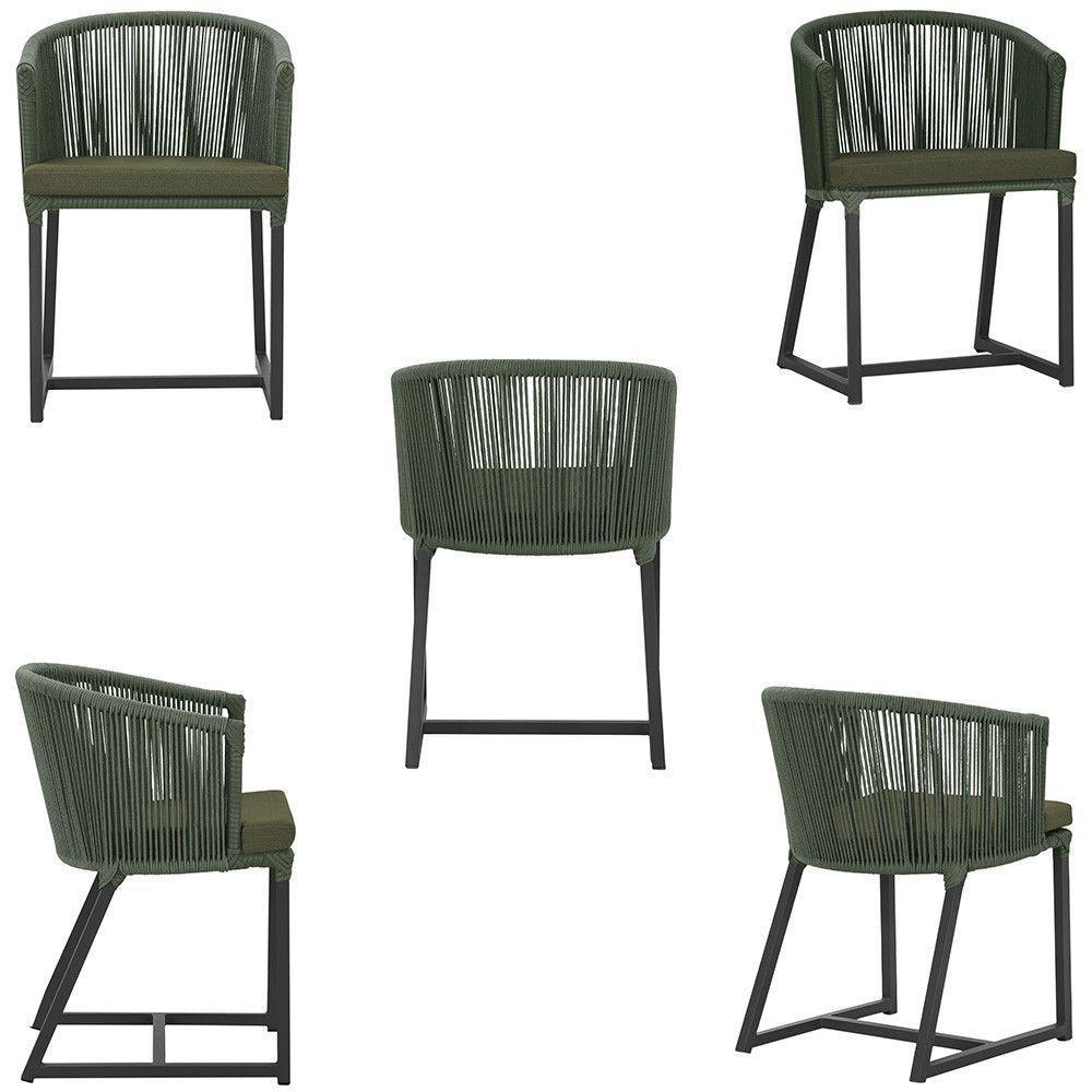 Mesa E 6 Cadeiras E Noronha Preto E13 Trama Original Verde - 5