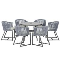 Mesa E 6 Cadeiras E Noronha Preto E3 Trama Original Prata - 1