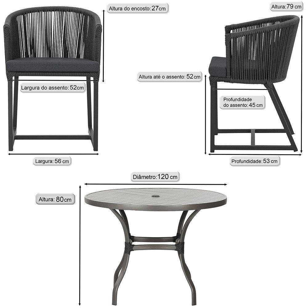 Mesa E 6 Cadeiras E Noronha Preto E11 Trama Original Preto - 2