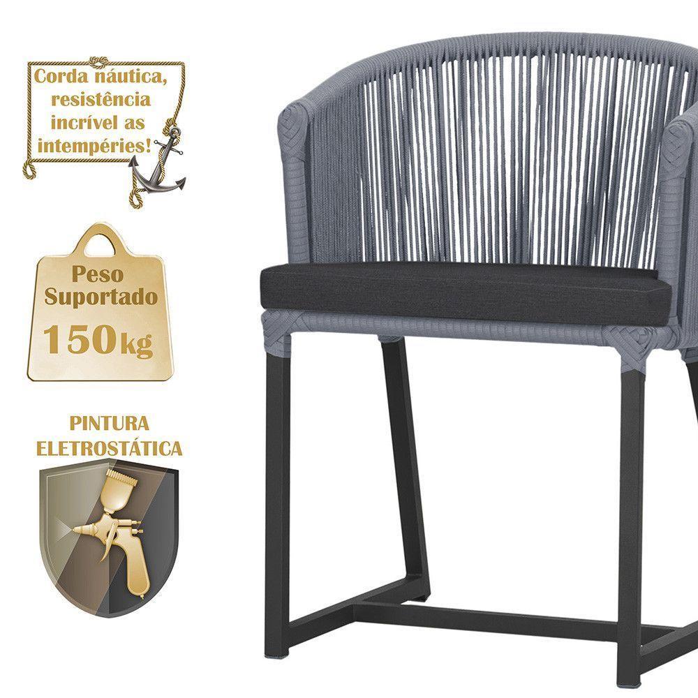 Mesa E 6 Cadeiras E Noronha Preto E11 Trama Original Prata - 4