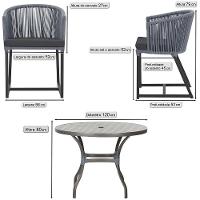 Mesa E 6 Cadeiras E Noronha Preto E11 Trama Original Prata - 2