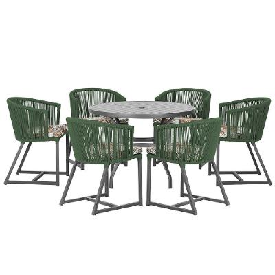 Mesa E 6 Cadeiras E Noronha Preto E6 Trama Original Verde