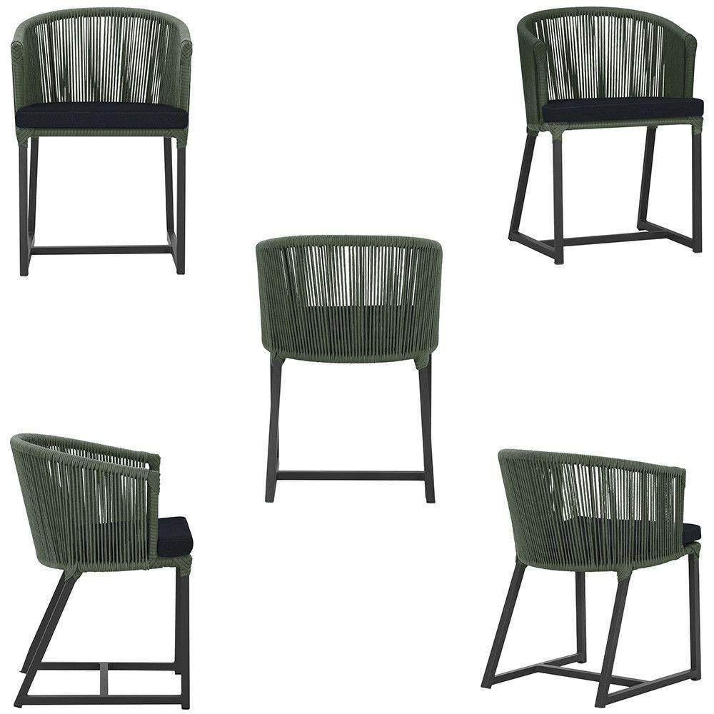 Mesa E 6 Cadeiras E Noronha Preto E12 Trama Original Verde - 5