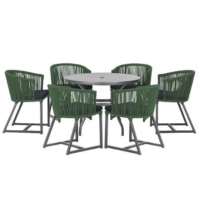Mesa E 6 Cadeiras E Noronha Preto E12 Trama Original Verde